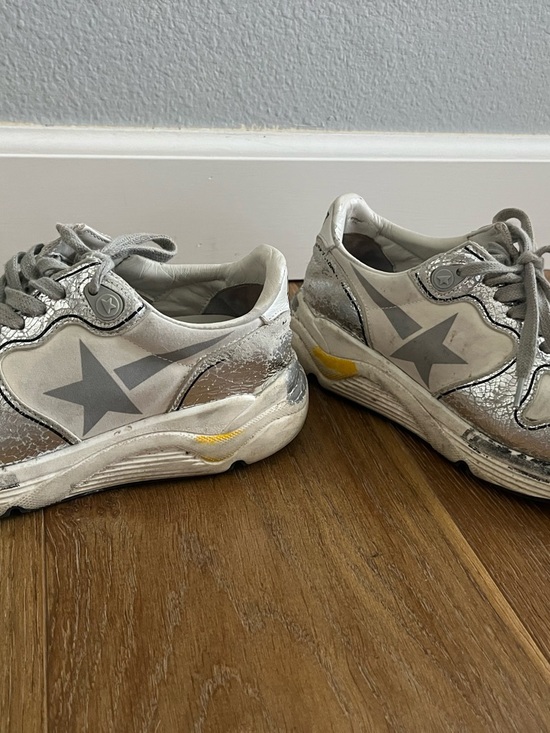 Golden Goose Shoes - Golden Goose Women’s Silver Metallic Star Sneakers with Gray Accents